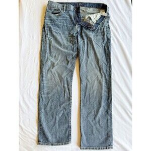 Lucky Brand Men 34x30 363 Vintage Straight Jeans Light Wash Denim Distress
